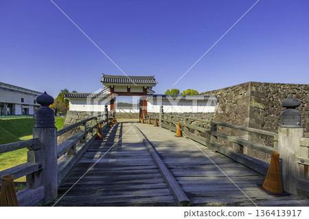 Yamagata Castle, Honmaru Ichimonjimon Gate, Otebashi Bridge, Yamagata City, Yamagata Prefecture Yamagata Castle, Honmaru Ichimonjimon Gate, Otebashi Bridge, Yamagata City, Yamagata Prefecture 136413917