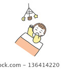 Illustration of a baby sleeping on a merry 136414220