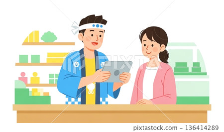 透過數位化客戶服務與顧客保持密切聯繫的門市員工 136414289