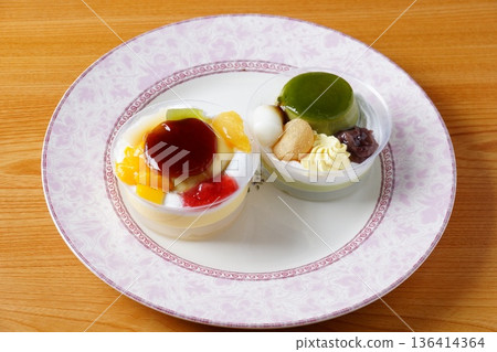Fruit pudding a la mode Matcha pudding a la mode Fruit pudding a la mode Matcha pudding a la mode 136414364