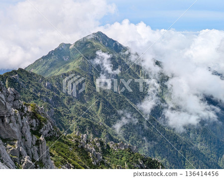 Mount Sannosawa shrouded in clouds Mount Sannosawa shrouded in clouds 136414456