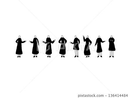 簡潔隨興的手繪插畫集2，描繪了一位身穿裙子的女子。 136414484