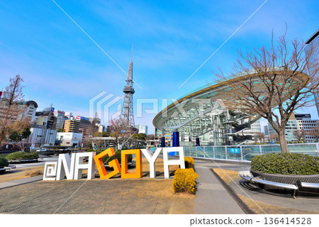 Aichi Prefecture Nagoya Cityscape TV Tower seen from Oasis 21 Aichi Prefecture Nagoya Cityscape TV Tower seen from Oasis 21 136414528