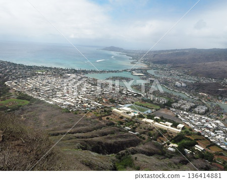 A beautiful view from Koko Head Trail, a popular activity in Hawaii 136414881