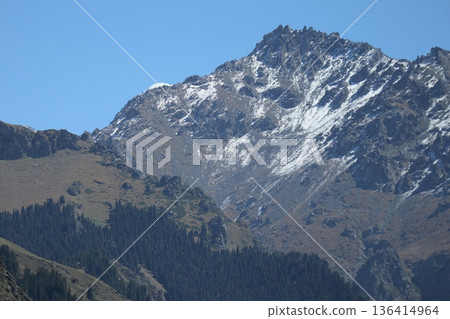 Traveling along the Silk Road in China: Scenery of Tianshan Tianchi in Urumqi Traveling along the Silk Road in China: Scenery of Tianshan Tianchi in Urumqi 136414964