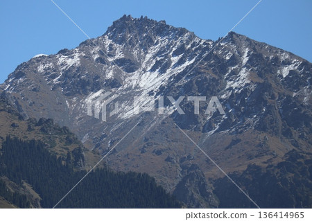 Traveling along the Silk Road in China: Scenery of Tianshan Tianchi in Urumqi Traveling along the Silk Road in China: Scenery of Tianshan Tianchi in Urumqi 136414965