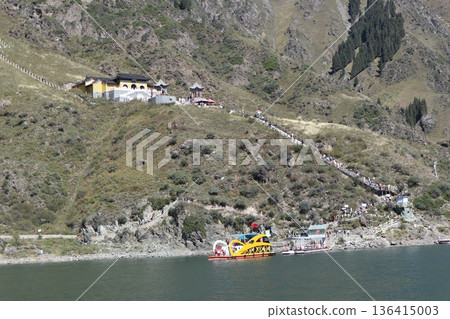 Traveling along the Silk Road in China: Scenery of Tianshan Tianchi in Urumqi Traveling along the Silk Road in China: Scenery of Tianshan Tianchi in Urumqi 136415003
