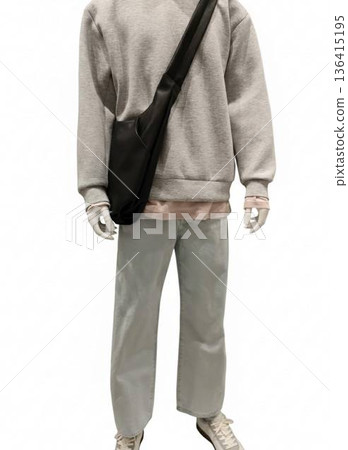 Spring outfit: sweatshirt and black shoulder bag Spring outfit: sweatshirt and black shoulder bag 136415195