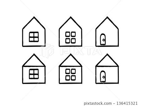 A simple line drawing house icon set that can be used for residential real estate materials and flyers. A simple line drawing house icon set that can be used for residential real estate materials and flyers. 136415321