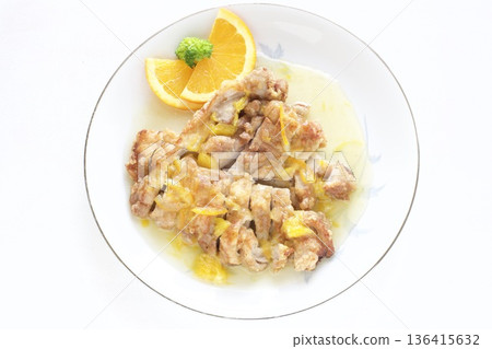 Fried chicken with orange sauce 136415632