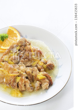 Fried chicken with orange sauce Fried chicken with orange sauce 136415633