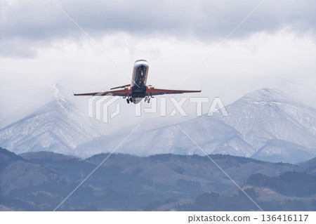 冬季仙台機場，飛機起飛，宮城縣名取市 136416117