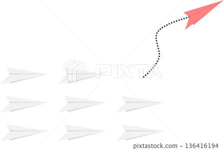 Illustration of a paper airplane that represents leadership 136416194