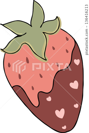 strawberry drip chocolate heart strawberry drip chocolate heart 136416213