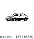 Monochrome vector design of a vintage American car legend. Protected on a white background from the side. Best for logos, badges, emblems, icons, stickers designs. Available in eps 10. 136416880