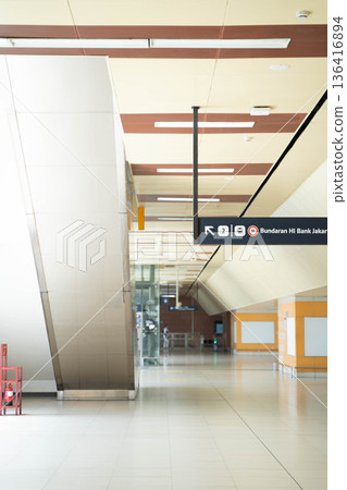 Jakarta MRT station interior / Modern urban railway infrastructure (Indonesia) 136416894