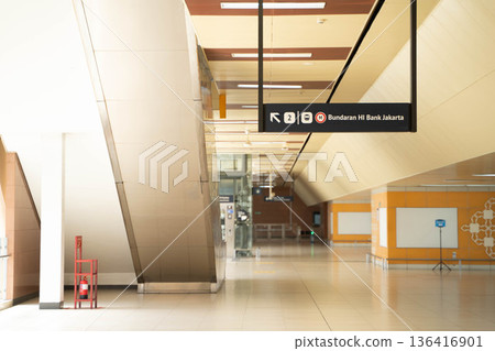 Jakarta MRT station interior / Modern urban railway infrastructure (Indonesia) 136416901