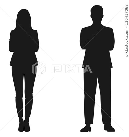 Business people male and female silhouettes 136417068