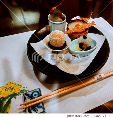 Buddhist memorial service food 136417192