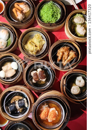 Close up of a variety of dim sum food 136417320