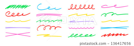 Line color brush underline set. Line underline brush hand drawn pen marker strokeswoosh, squiggle shape..Doodle scribble wavy wave highlight handwriting ink shape background. Vector Line color brush underline set. Line underline brush hand drawn pen marker strokeswoosh, squiggle shape..Doodle scribble wavy wave highlight handwriting ink shape background. Vector 136417656