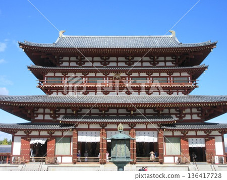 Yakushiji Temple: Golden Hall on a clear day Yakushiji Temple: Golden Hall on a clear day 136417728