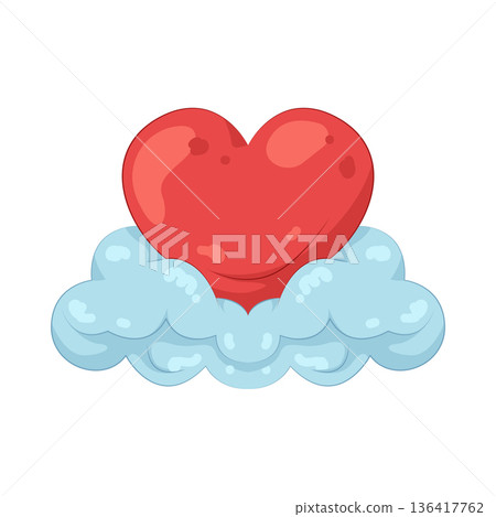 Illustration of heart with a cloud Illustration of heart with a cloud 136417762