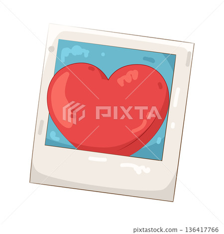 Illustration of heart polaroid 136417766