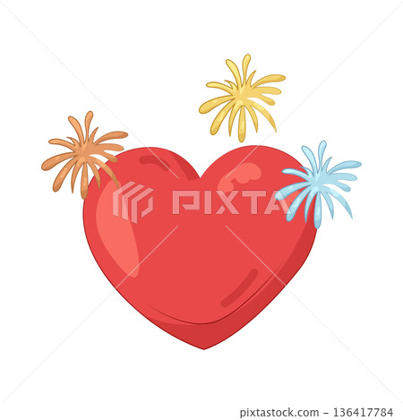 Illustration of heart with fireworks Illustration of heart with fireworks 136417784