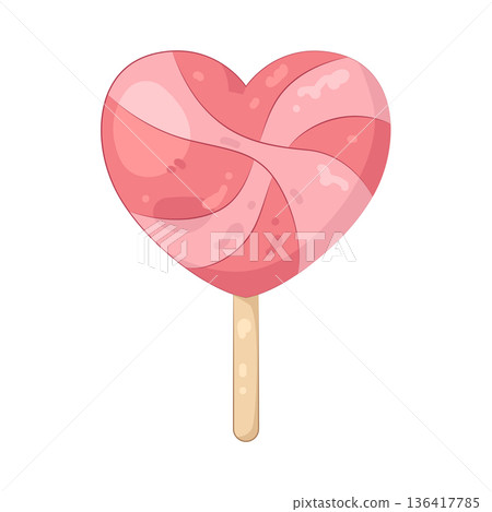 Illustration of heart-shaped lollipop Illustration of heart-shaped lollipop 136417785