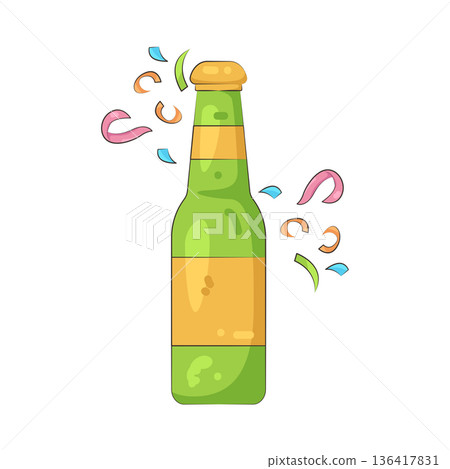 Illustration of champagne bottle 136417831