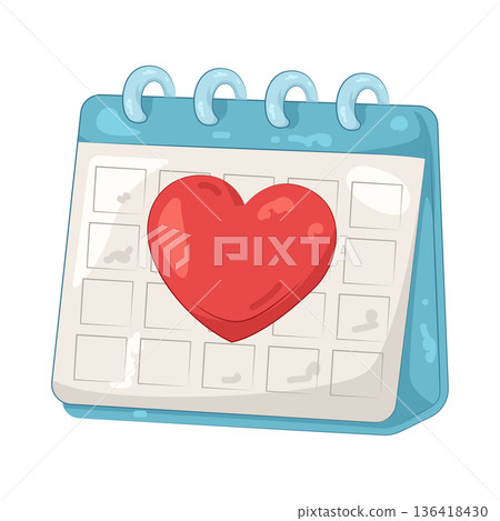 Illustration of calendar with a heart 136418430