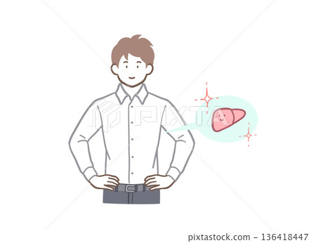 Illustration material of a man with a healthy liver Illustration material of a man with a healthy liver 136418447