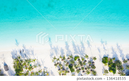 The beautiful tropical Island of Zanzibar aerial view. sea in Zanzibar beach, Tanzania. The beautiful tropical Island of Zanzibar aerial view. sea in Zanzibar beach, Tanzania. 136418535