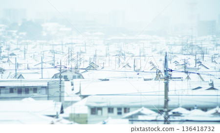 The streets are covered in snow The streets are covered in snow 136418732