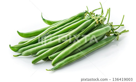 Green beans isolated on a white background 136419003