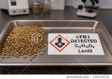 AFB1 Detected in a Lentil Sample a Mycotoxicology Laboratory Investigation for Food Toxicology Risk with a GHS08 Health Hazard Identifier and Analytical Equipment Background 136419216