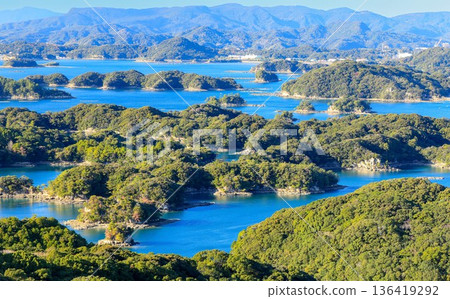 View of the Kujukushima Islands from Tenkaiho Observatory in Sasebo, Nagasaki Prefecture View of the Kujukushima Islands from Tenkaiho Observatory in Sasebo, Nagasaki Prefecture 136419292