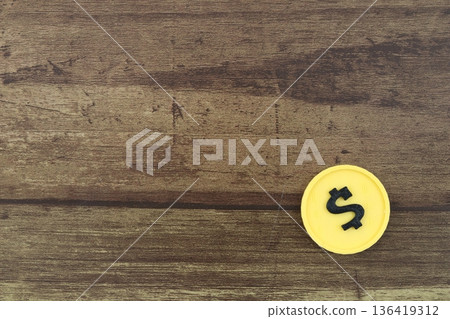 Money and dollar coins to represent savings 136419312
