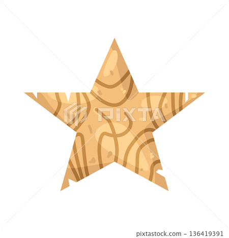 Illustration of wooden star Illustration of wooden star 136419391