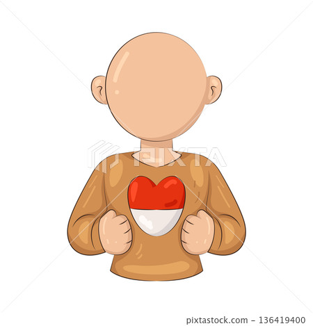 Illustration of person with an Indonesian flag heart Illustration of person with an Indonesian flag heart 136419400