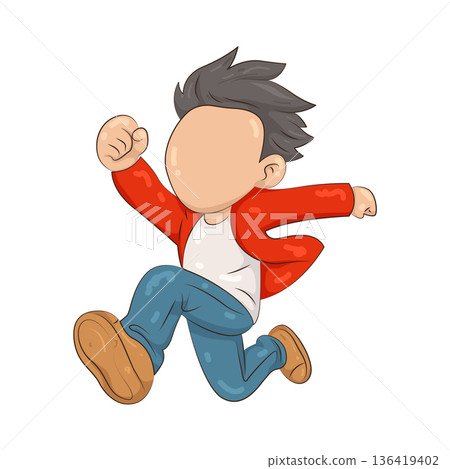 Illustration of happy boy jumping Illustration of happy boy jumping 136419402
