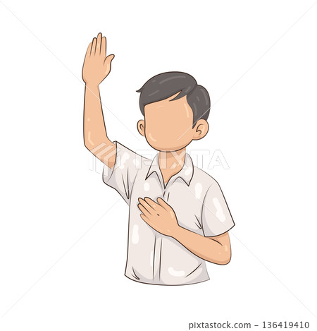 Illustration of person raising a hand Illustration of person raising a hand 136419410