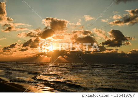 Late autumn sunset on Uchinada Coast 136419767