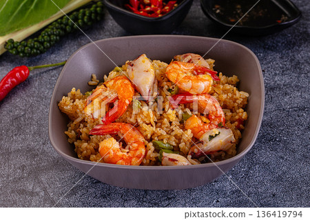 Stir fried rice with seafood Stir fried rice with seafood 136419794