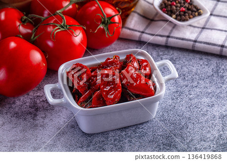 Dry tomato in olive oil Dry tomato in olive oil 136419868