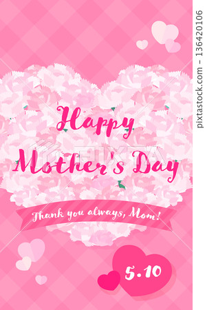 Mother's Day heart-shaped light pink carnation frame_vertical Mother's Day heart-shaped light pink carnation frame_vertical 136420106