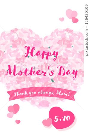 Mother's Day heart-shaped light pink carnation frame_no background_vertical Mother's Day heart-shaped light pink carnation frame_no background_vertical 136420109