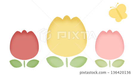 鬱金香 3 種顏色 蝴蝶 3 136420136