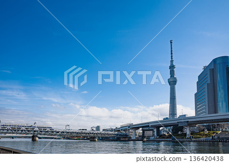 Sky Tree seen from the Sumida River 136420438
